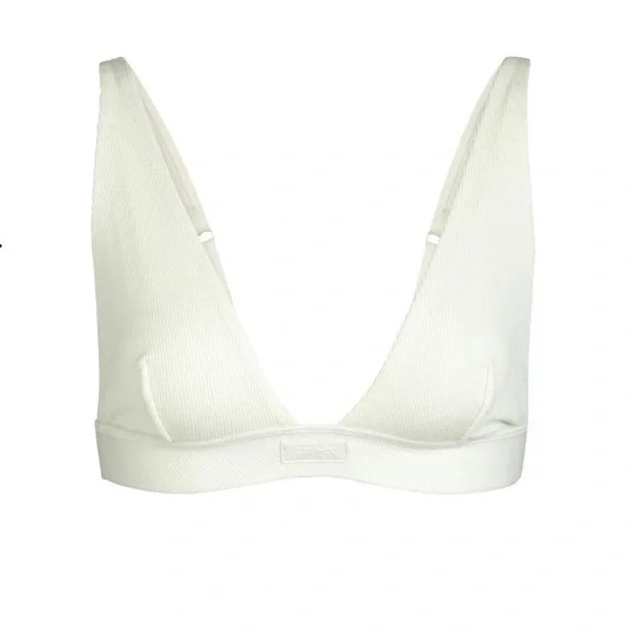 SKIMS Cotton Rib Plunge Bralette MEDIUM - Picture 2 of 7